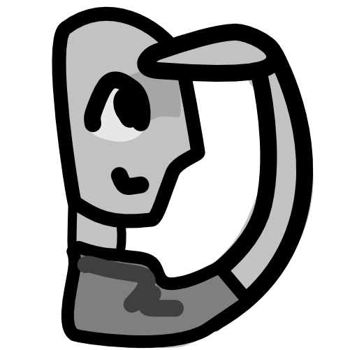 An image with black line art shows a grey colored person with a darker grey shirt seen from the side with a hand above their eye.